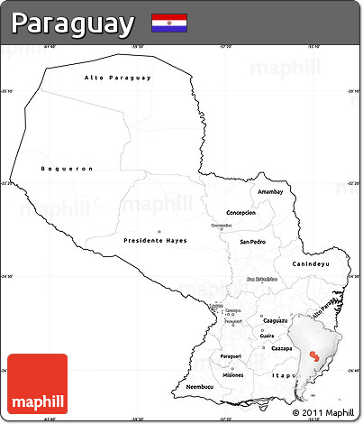 Blank Simple Map of Paraguay, cropped outside