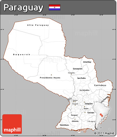 Gray Simple Map of Paraguay, cropped outside