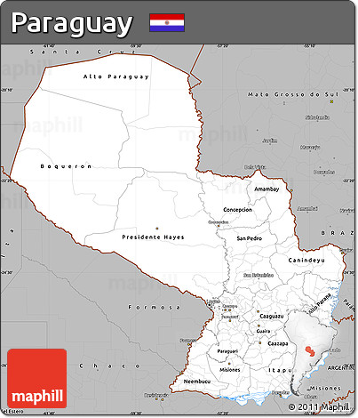 Gray Simple Map of Paraguay