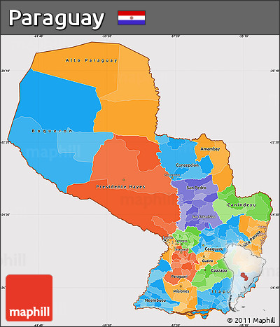 Political Simple Map of Paraguay, cropped outside