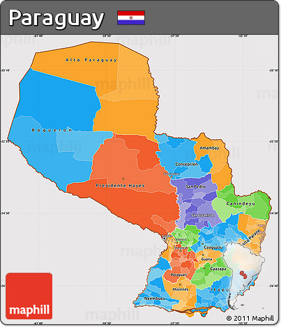 Political Simple Map of Paraguay, cropped outside