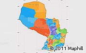 Political Simple Map of Paraguay, cropped outside