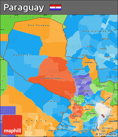 Political Simple Map of Paraguay