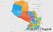 Political Simple Map of Paraguay, single color outside, borders and labels