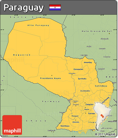 Savanna Style Simple Map of Paraguay