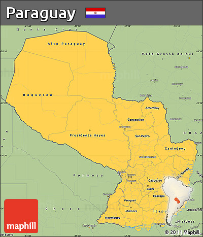 Savanna Style Simple Map of Paraguay