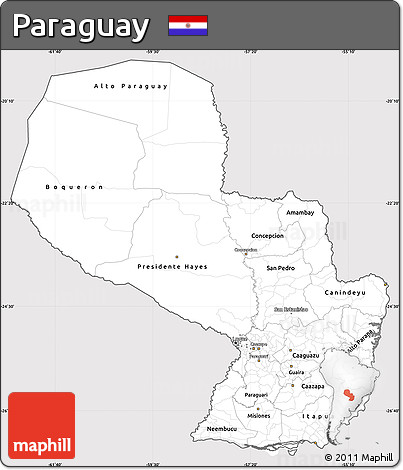Silver Style Simple Map of Paraguay, cropped outside