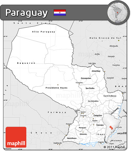 Silver Style Simple Map of Paraguay