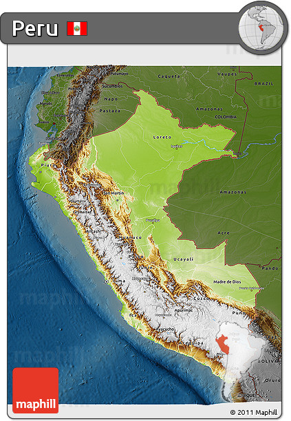 Physical 3D Map of Peru, darken