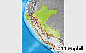 Physical 3D Map of Peru, desaturated, land only