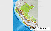 Physical 3D Map of Peru, lighten, semi-desaturated, land only