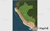 Satellite 3D Map of Peru, darken
