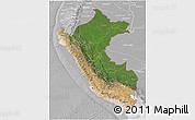 Satellite 3D Map of Peru, lighten, desaturated
