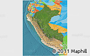 Satellite 3D Map of Peru, political outside, satellite sea