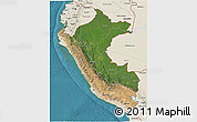 Satellite 3D Map of Peru, shaded relief outside, satellite sea