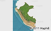 Satellite 3D Map of Peru, single color outside