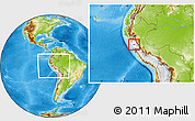 Physical Location Map of Huaraz, highlighted parent region, within the entire country