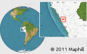 Satellite Location Map of Huaraz, highlighted country