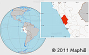 Gray Location Map of Ancash, highlighted country