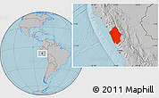 Gray Location Map of Ancash, hill shading