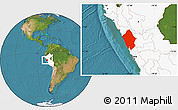 Satellite Location Map of Ancash, highlighted country