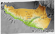 Physical 3D Map of Islay, darken, desaturated