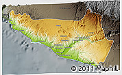 Physical 3D Map of Islay, darken, semi-desaturated