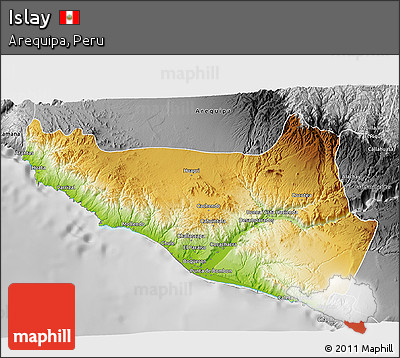 Physical 3D Map of Islay, desaturated