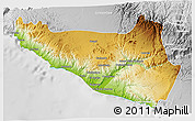 Physical 3D Map of Islay, lighten, desaturated