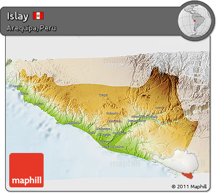 Physical 3D Map of Islay, lighten