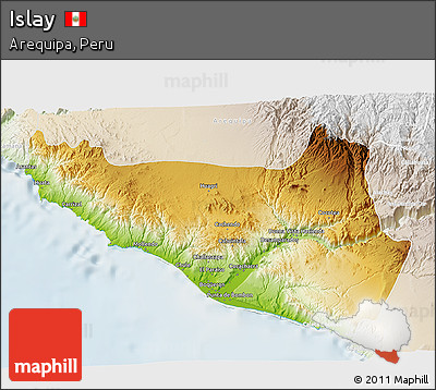Physical 3D Map of Islay, lighten