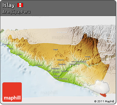 Physical 3D Map of Islay, lighten