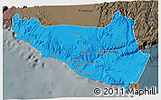 Political 3D Map of Islay, darken, semi-desaturated