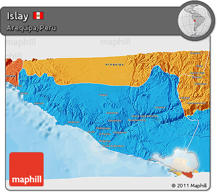 Political 3D Map of Islay