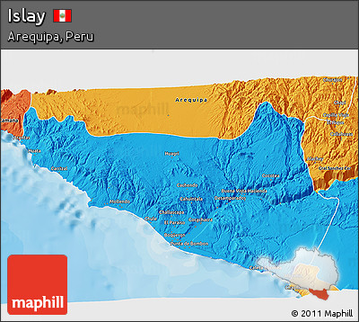 Political 3D Map of Islay