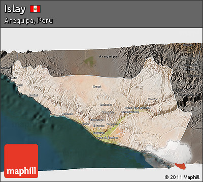 Satellite 3D Map of Islay, darken