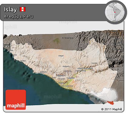 Satellite 3D Map of Islay, darken