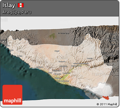 Satellite 3D Map of Islay, darken