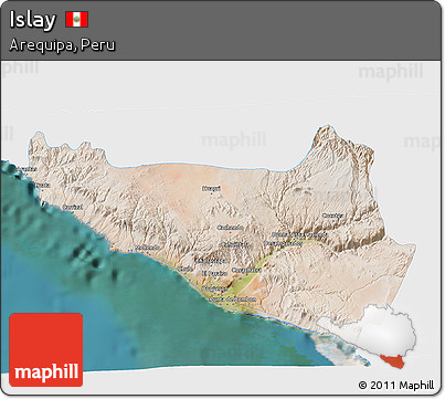 Satellite 3D Map of Islay, single color outside