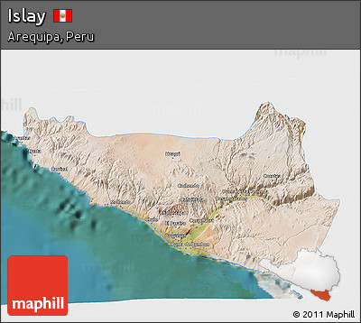 Satellite 3D Map of Islay, single color outside