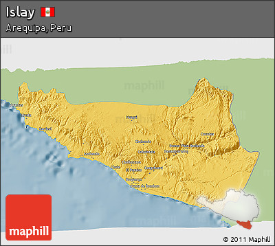 Savanna Style 3D Map of Islay, single color outside