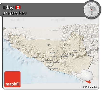 Shaded Relief 3D Map of Islay, lighten