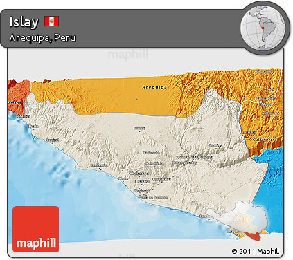 Shaded Relief 3D Map of Islay, political outside
