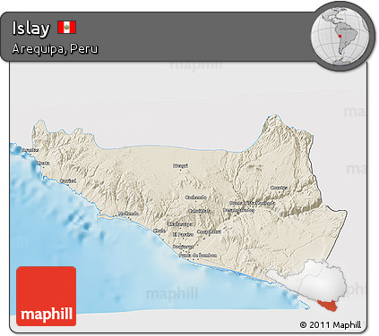 Shaded Relief 3D Map of Islay, single color outside