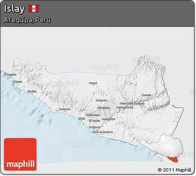 Silver Style 3D Map of Islay, single color outside