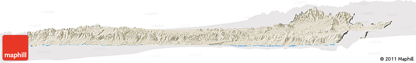 Shaded Relief Horizon Map of Islay, cropped outside