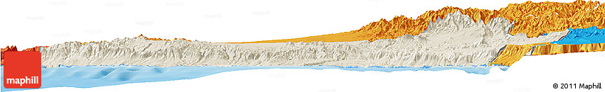 Shaded Relief Horizon Map of Islay, political outside