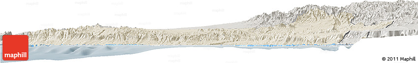 Shaded Relief Horizon Map of Islay, semi-desaturated
