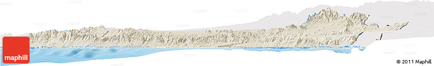 Shaded Relief Horizon Map of Islay, single color outside