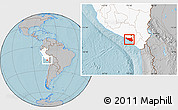 Gray Location Map of Islay, highlighted country, hill shading